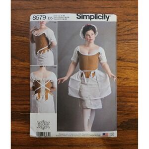 Simplicity 8579 American Duchess 18th Century Corset Shift Panniers Pattern 4-12